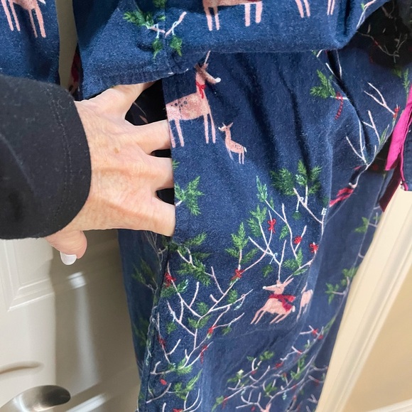 Gilligan & O'Malley 100% Cotton Pajama Set Navy & Pink Deer Print Women's Size L - Picture 5 of 9